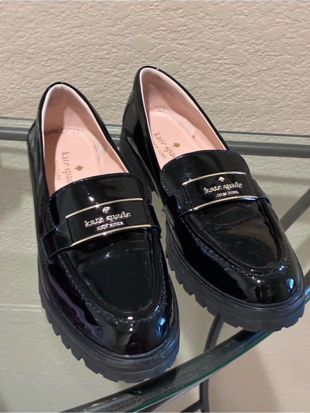 kate spade Black Lug Sole Loafers